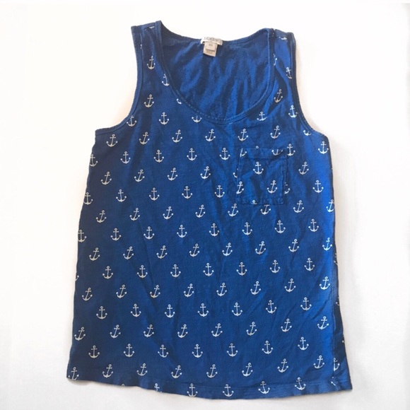 J. Crew Factory Tops - J.Crew Factory Printed  Blue anchor tank top-XXS
